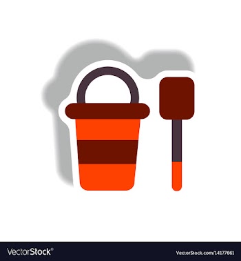Stylish icon in paper sticker style bucket shovel vector image