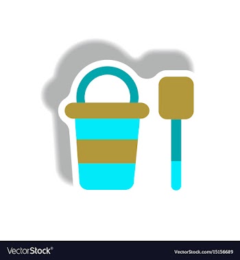 Stylish icon in paper sticker style bucket shovel vector image