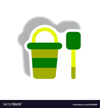 Stylish icon in paper sticker style bucket shovel vector image