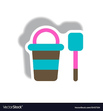 Stylish icon in paper sticker style bucket shovel vector image