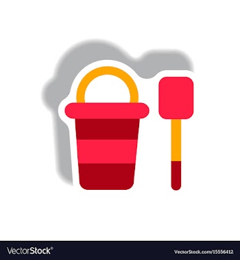 Stylish icon in paper sticker style bucket shovel vector image