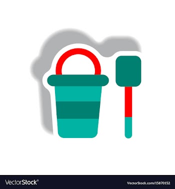 Stylish icon in paper sticker style bucket shovel vector image