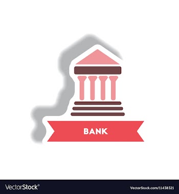 Stylish icon in paper sticker style building bank vector image