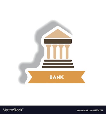 Stylish icon in paper sticker style building bank vector image