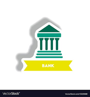Stylish icon in paper sticker style building bank vector image