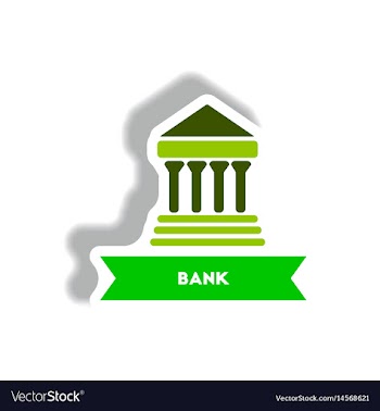 Stylish icon in paper sticker style building bank vector image
