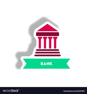 Stylish icon in paper sticker style building bank vector image