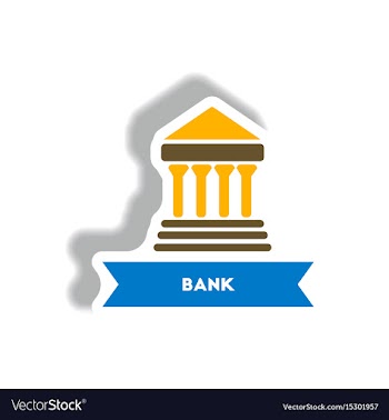 Stylish icon in paper sticker style building bank vector image