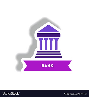 Stylish icon in paper sticker style building bank vector image