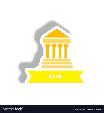 Stylish icon in paper sticker style building bank vector image