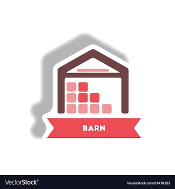 Stylish icon in paper sticker style building barn vector image
