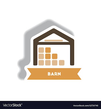 Stylish icon in paper sticker style building barn vector image