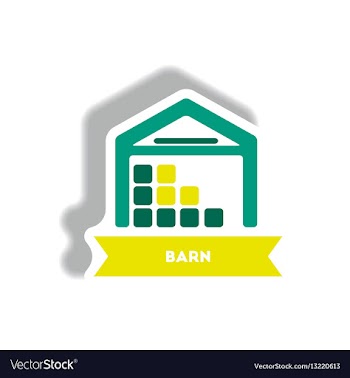 Stylish icon in paper sticker style building barn vector image