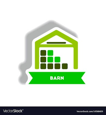 Stylish icon in paper sticker style building barn vector image