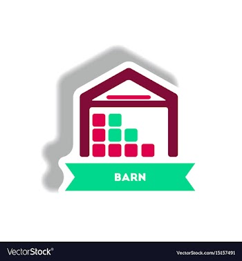 Stylish icon in paper sticker style building barn vector image