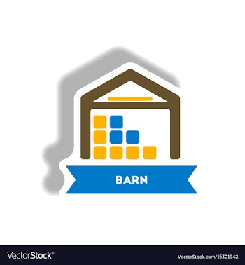 Stylish icon in paper sticker style building barn vector image