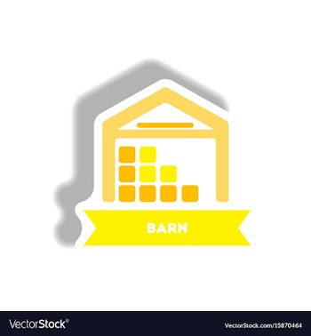 Stylish icon in paper sticker style building barn vector image