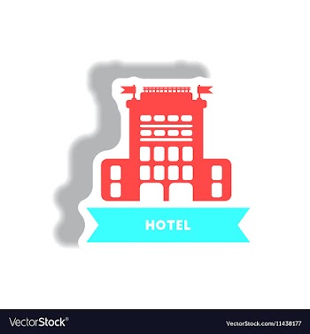 Stylish icon in paper sticker style building hotel vector image
