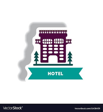 Stylish icon in paper sticker style building hotel vector image