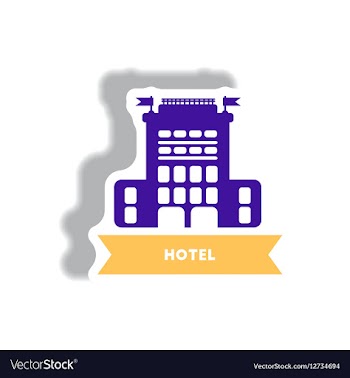 Stylish icon in paper sticker style building hotel vector image