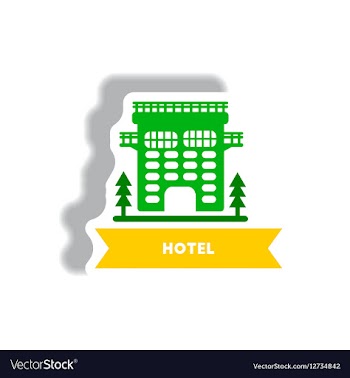 Stylish icon in paper sticker style building hotel vector image