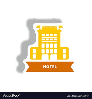 Stylish icon in paper sticker style building hotel vector image