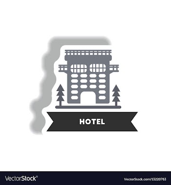 Stylish icon in paper sticker style building hotel vector image