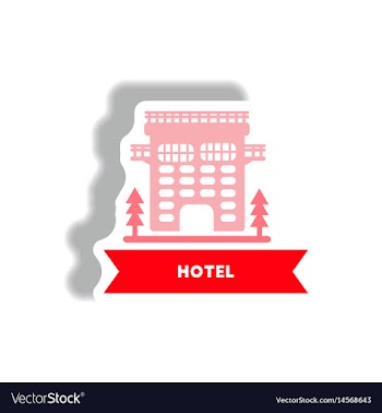 Stylish icon in paper sticker style building hotel vector image