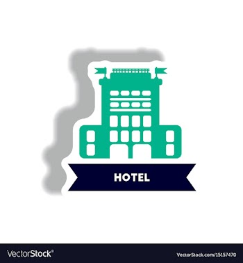 Stylish icon in paper sticker style building hotel vector image