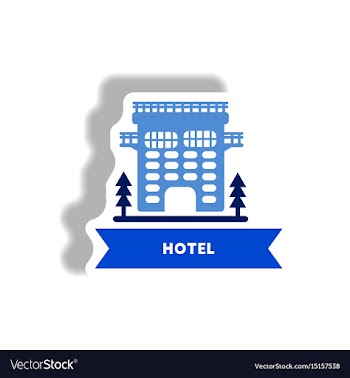 Stylish icon in paper sticker style building hotel vector image