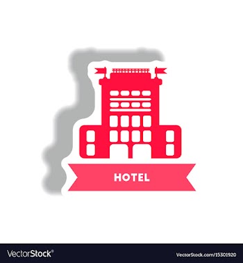 Stylish icon in paper sticker style building hotel vector image