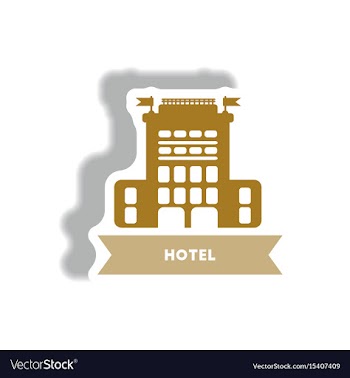 Stylish icon in paper sticker style building hotel vector image