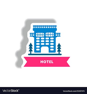 Stylish icon in paper sticker style building hotel vector image