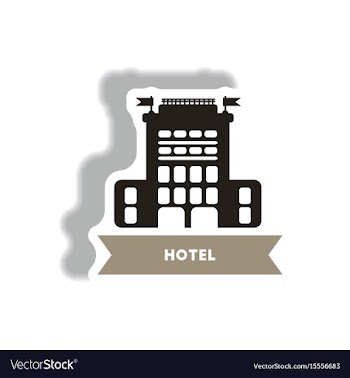 Stylish icon in paper sticker style building hotel vector image