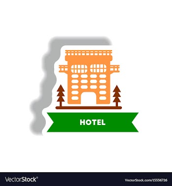 Stylish icon in paper sticker style building hotel vector image