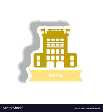 Stylish icon in paper sticker style building hotel vector image
