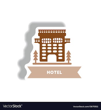 Stylish icon in paper sticker style building hotel vector image