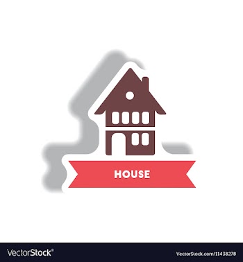 Stylish icon in paper sticker style building house vector image