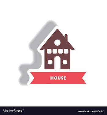 Stylish icon in paper sticker style building house vector image