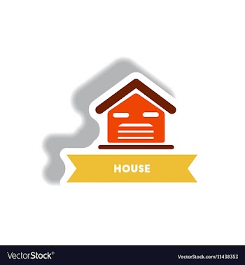 Stylish icon in paper sticker style building house vector image