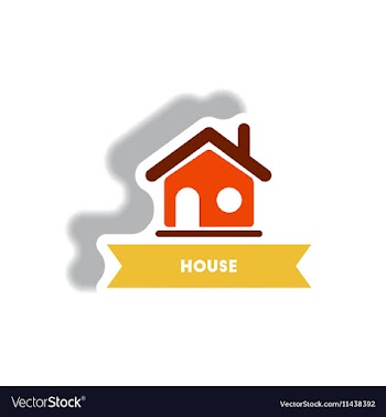 Stylish icon in paper sticker style building house vector image