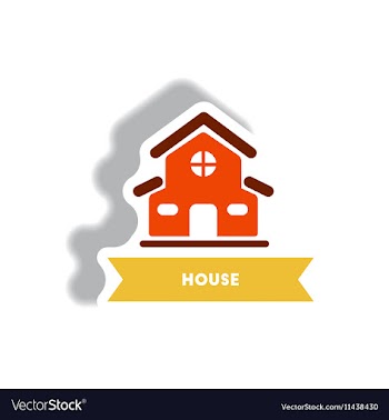 Stylish icon in paper sticker style building house vector image