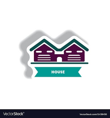 Stylish icon in paper sticker style building house vector image