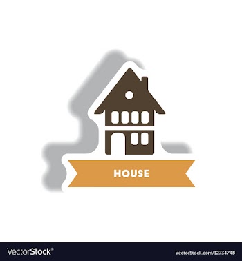 Stylish icon in paper sticker style building house vector image