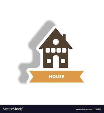 Stylish icon in paper sticker style building house vector image