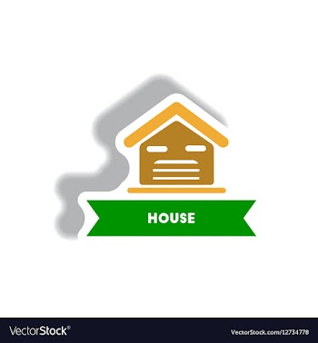 Stylish icon in paper sticker style building house vector image