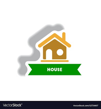 Stylish icon in paper sticker style building house vector image