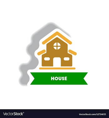 Stylish icon in paper sticker style building house vector image