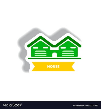 Stylish icon in paper sticker style building house vector image