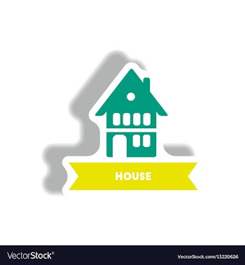 Stylish icon in paper sticker style building house vector image